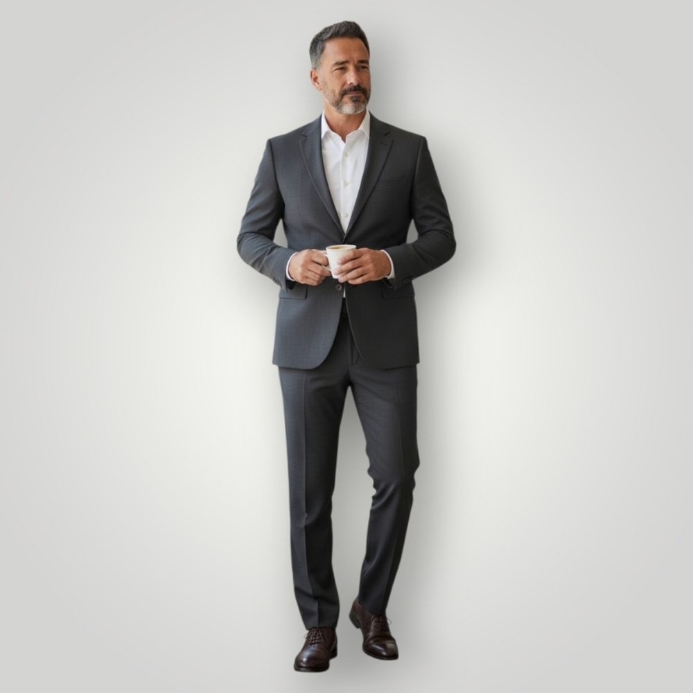 Hugo Boss 48L Black Wool Blazer REDA Super 100 Italian Fabric Long Designer Suit